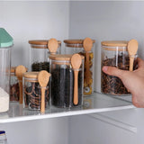 Popxstar  3pcs Sealed PET Storage Tank with Spoon and Sealing Cover, Suitable for Kitchen, Seasoning, Nuts, Snacks, Kitchen Storage Bottle