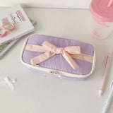 Popxstar INS Style Korean Fabric Craft Pencil Case Minimalist Bowknot Buggy Bag Student Stationery Bag Desktop Storage Bag