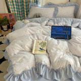 Class A ancient imitation cotton washable four-piece set of French lace bedding small fresh print cute three-piece set