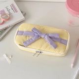 Popxstar INS Style Korean Fabric Craft Pencil Case Minimalist Bowknot Buggy Bag Student Stationery Bag Desktop Storage Bag