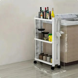 Popxstar 1pc Slim Storage Cart, Floor Mount Gap Storage Rack With Wheels, Multi-layer White Movable Seam Storage Rack