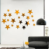 Popxstar  20pcs Star Wall Sticker 3D Acrylic Irregular Mirror Vanity Living Room Decoration Cartoon Wall Stickers for Kids Room Home Decor