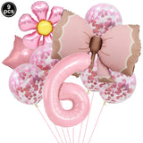 Popxstar  5pcs Bow Balloon Birthday Decorations Bow Tie Pink Balloon Bow Balloon Wedding Bride Shower Birthday Girl Decoration Bow Balloon