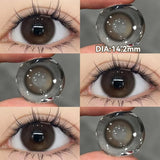 Popxstar  2PCS New Gray Prescription Contact Lenses Fashion Pupils Cosmetics Eye Color Lenses Myopia Colored Contact Lenses Brown