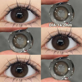 Popxstar 2PCS New Gray Prescription Contact Lenses Fashion Pupils Cosmetics Eye Color Lenses Myopia Colored Contact Lenses Brown