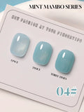 popxstar 12ML Gel Polish Kit- Mint Mambo Collection, Milky Blue & Frosted Ice, 2025 Viral Nail Art Supplies for Summer Vacations