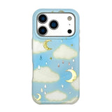 Popxstar  Ins Fashion Laser Moon Shiny Stars Clouds Shockproof IMD Phone Case For iPhone 17 16 15 14 13 Pro Max Back Cover Fundas Conque