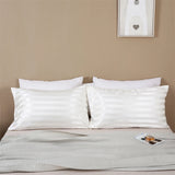 Popxstar  Imitation Silk Satin Stripes Pillowcase Queen High-quality Jacquard King Size Pillow Cover Home Pillow Cases Envelope Closure