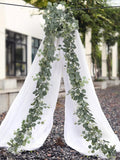 Popxstar 1pc Artificial Eucalyptus Leaves Greenery Garland Faux Plant Spring Vines with White Flowers Berries for Wedding Home Party Deco