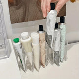 Popxstar  1pc Plastic Transparent 7-Slot Cosmetic Organizer Multi-Functional Makeup Holder Home Office Bathroom Dressing Table Sorting Box