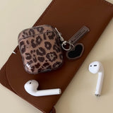 Popxstar fashion luxury transparent leopard print pattern black love heart Pendant for airpods 4 3 1 pro 2 soft silicone protection case