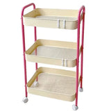 Popxstar cabin weekend inspo 3 Layer Contrast Color Trolley Storage Shelf Multi-layer Movable Trolley Cosmetics Snack Storage Rack Bathroom Mobile Shelf Home