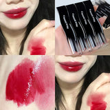 Popxstar Red Lip Tint Black White Tube Lipstick Light Watery Lip Glaze Soft Mist Lip Gloss Moisture Lipstick 1pcs Mirror Watery