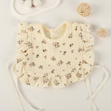 Popxstar 100% Cotton 4-Layer Gauze Retro Lace Ruffle Vest Bib For Boys And Girls Baby Bib Waterproof Baby Bib Baby Vest Bib