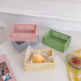 Popxstar  6 Styles Plastic Stackable Foldable Stationary Holder Simple Cute Student Office Desktop Storage Stationery Organizer