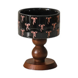Popxstar  French ancient style retro INS decoration blue and white ceramic bowl wooden tall bowl dessert cup candle cup ice cream bowl
