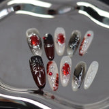 Popxstar  10Pcs Long Almond Handmade Press on Nails Butterfly Fake Nails Wearable Stick-on Nails False Nail Накладные Ногти Uñas Postizas