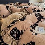 Latest French Style Winter Thickened Milk Fleece 4pcs Bedding Sets Soft Luxury Warm Quilt Cover Sheet Pillowcases