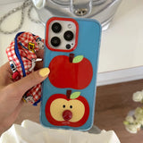 Popxstar  Korea Lovely Apple Funny DIY Red Nose Transparent Blue Soft Mobile Phone Protective Cover Case for iPhone 16 15 14 13 12 Pro Max