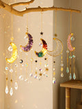 Popxstar  Crystal Sun Catcher Prism Wind Chimes Moon Catchers Rainbow Maker Prism Hanging Decor Wind Bell Garden Decoration Outdoor Gifts