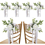 Popxstar  6pcs Wedding Party Decorative Chair Back Flowers, Outdoor Garden Artificial Flowers, Home Decorative Rose Fake Flowers