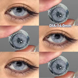 Popxstar  2PCS New Gray Prescription Contact Lenses Fashion Pupils Cosmetics Eye Color Lenses Myopia Colored Contact Lenses Brown