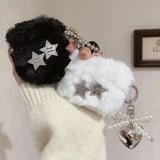 Popxstar  DIY Star Soft Plush Headphone Case For Airpods 1 2 3 Pro Silicone Protective Cover For AirPods Pro 2 With Pearl Love Pendant