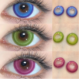Popxstar  1 Pair Colorcon Korean Lenses Colored Contact Lenses with Degree Myopia Lenses Pink Lenses Blue Eye Lenses Cosplay