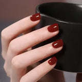 Popxstar  10Pcs Short Handmade Cat‘s Eye Press on Nails Ballet Full Cover French Design Coffin Cute Fake Nail Manicure Wearable Nail Tips