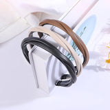 Popxstar New Pu Leather Braided Headband Coffee Beige Black Twisted Hairband Women Girls Simple Hair Band Women Hair Accessories