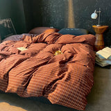 Popxstar  High Quality Beauty Bedding Set Plaid Duvet Cover Bed Sheet Set With Pillowcases Adult Dormitory Queen Size Winter Home Decor