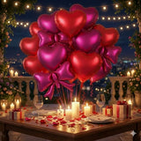 Popxstar  Red Heart Balloon Burgundy Bow Foil Balloon 18-inch Metallic Red Heart Balloon For Birthday Engagements Wedding Valentine's Day