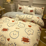 Popxstar  New Fashion Print Queen Size Bedding Set King Size Daisy Printed  Duvet Cover Set with Flat Sheets Cozy Durable Bedding Sets