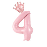 Popxstar  40inch Pastel Light Blue Pink Foil Number Balloon With Crown 1 2 3 4 5 6 Boy Girl Birthday Party Baby Shower Wedding Decoration