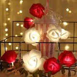 Popxstar 1.5m Artificial Rose Led Light String Romantic Valentine's Day Home Decor Proposal Glow Rose Colourful Wedding Simulation Rose