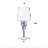Popxstar  420ML Creative Pink Bow Cup Glass Desktop Decoration Home Christmas Party Drinkware Glass Cup Champagne Handmade Wine Glass Gift