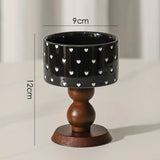Popxstar  French ancient style retro INS decoration blue and white ceramic bowl wooden tall bowl dessert cup candle cup ice cream bowl