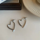 Popxstar Korean Fashion Jewelry Shining Rhinestone Hollow Heart Drop Earrings for Women Girls Vintage Red Crystal Earrings