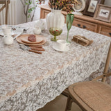 Popxstar Lace Tablecloth Rectangular White Overlay Tea Table Cover Floral Embroidery Vintage for Wedding Outdoor Party Decor Exquisite