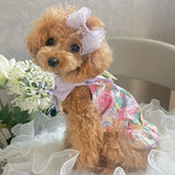 Floral Printed Ruffle Dog Dress Summer Doggie Dress for Small Dog Outfits Teacup Chihuahua Clothes Pet Puppy Birthday Dress