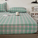 Popxstar Cotton Fitted Sheet Soild Color with Elastic Band Non Slip Adjustable Mattress Cover Soft Comfortable for Double King Queen Size