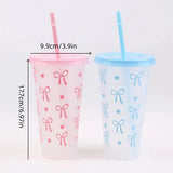 700ml With Lids Sippy Summer Sippy Cup Pink Bow Large Capacity Water Bottle Juice Milk Cup Cold Mug