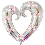 Popxstar  40 inch Large Heart Foil Balloon with Bow, Red Hook Heart Shape For Valentine's Day Wedding Engagement Bachelor's Party Decor