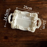 Popxstar  Heavy Industry Hand Made Breakfast Dim Sum Plate Antique Decoration European Style Double Ear Plate Fruit Dessert Tray