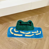 popxstar Frog Tufted Rug Funny Thickened Non Slip Foot Mat Hallway Porch Area Rug for Home Livingroom Door Mats Bathroom Rug Carpet