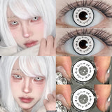 1 Pair New Crazy White Cosplay Lenses Contact Lenses Anime Black Eyes Soft Lenses Halloween Party Contacts Fast Shipping