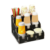Multi-Cell Disposable Paper Cup Storage Shelf Space Saving Large Capacity Paper Cup Dispenser Durable Cup Straw Storage Rack