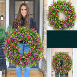 Popxstar spring decor 40cm Artificial Wildflower Wreath Handmade Colorful Spring Summer Floral Garland Background Wall Window Front Door Wedding Decor