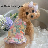 Floral Printed Ruffle Dog Dress Summer Doggie Dress for Small Dog Outfits Teacup Chihuahua Clothes Pet Puppy Birthday Dress