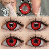 Popxstar  1Pair Cosplay Colored Contact Lenses for Eyes Halloween Lenses Red Eye Contacts Black Lenses Yearly Anime Cosplay Lens